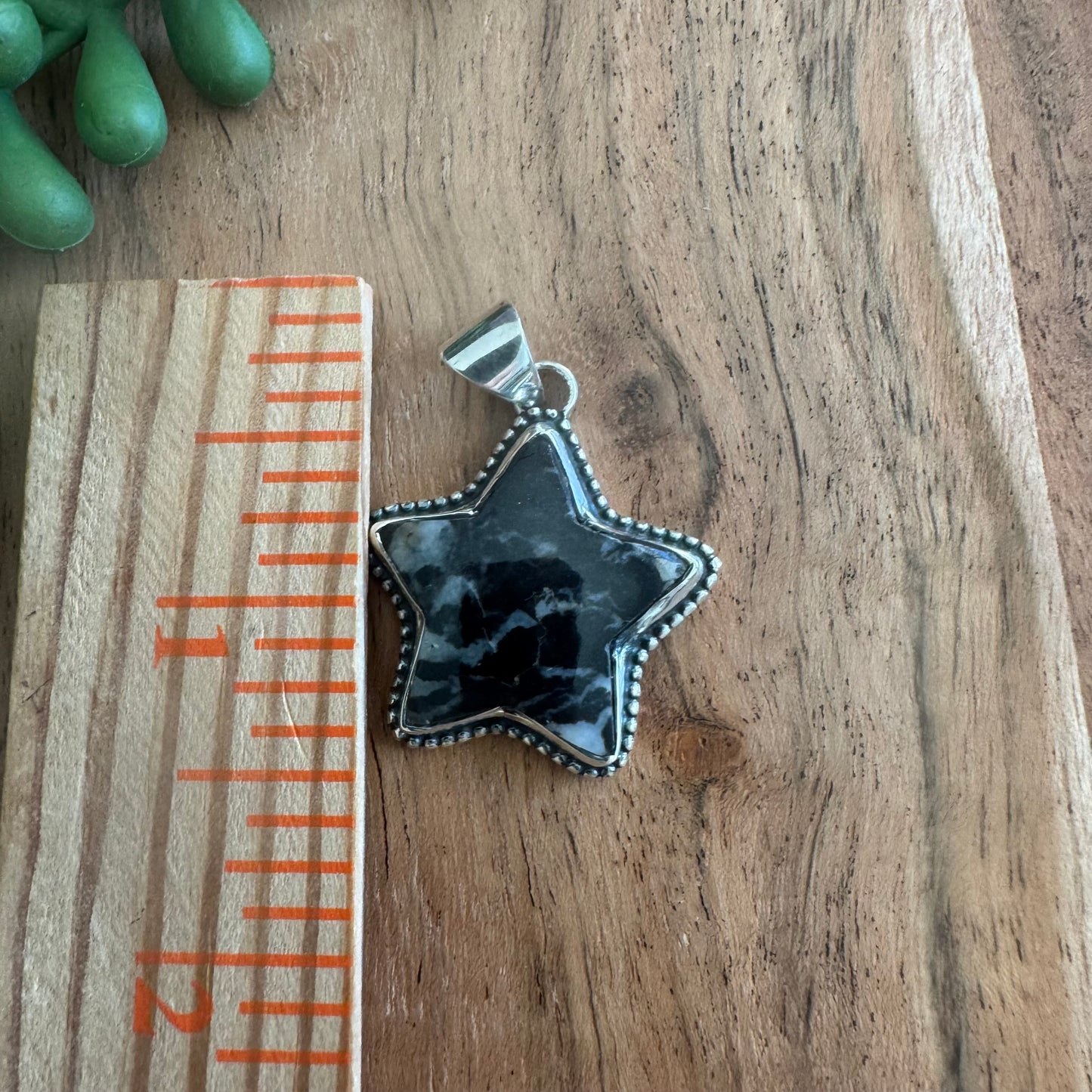 .925 Sterling Silver Star Pendant – Zebra Jasper