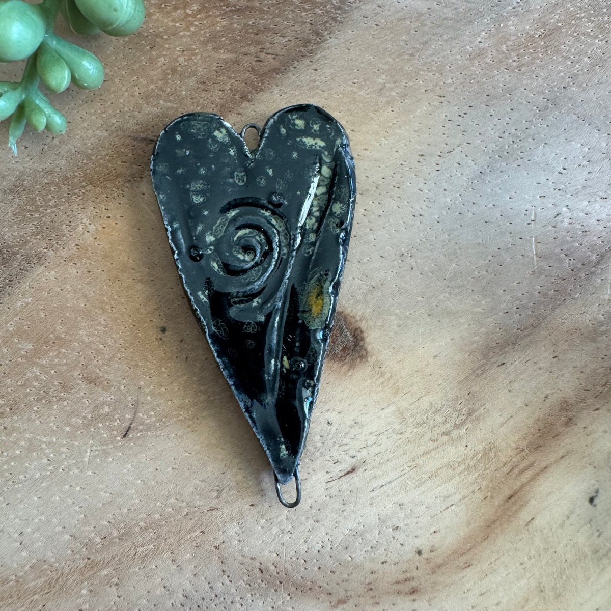 Artisan Ceramic Heart Connector Pendant by Molly Perry MP16