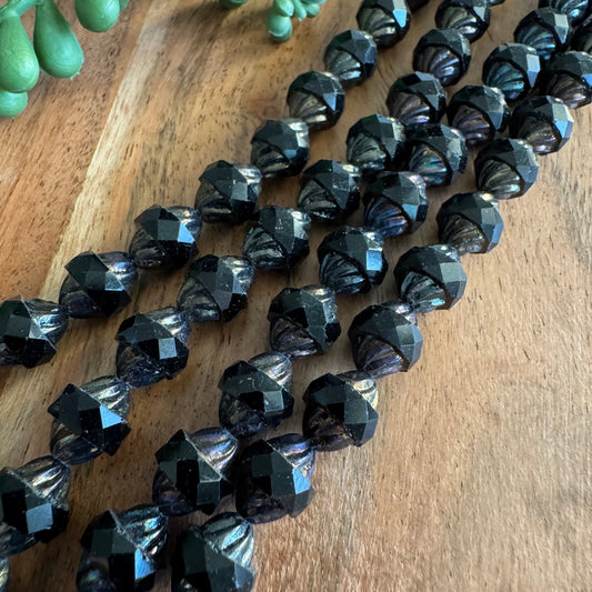 Vintage Czech Glass Turbine Bead Strand