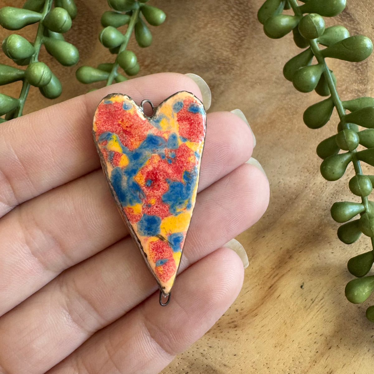 Artisan Ceramic Heart Connector Pendant by Molly Perry MP15