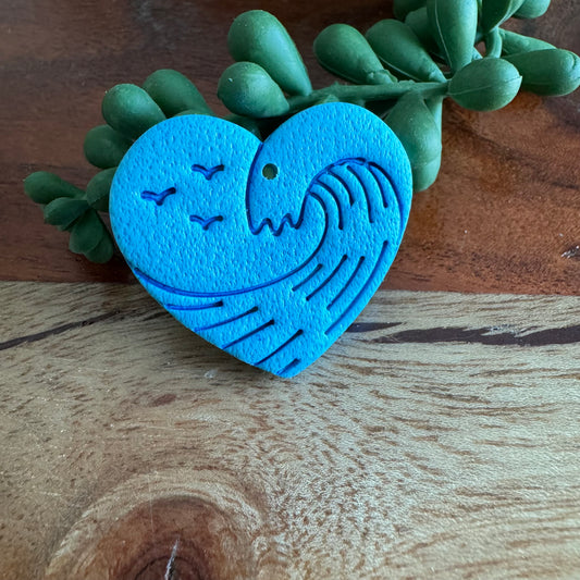 Small Ocean Wave Heart Pendant