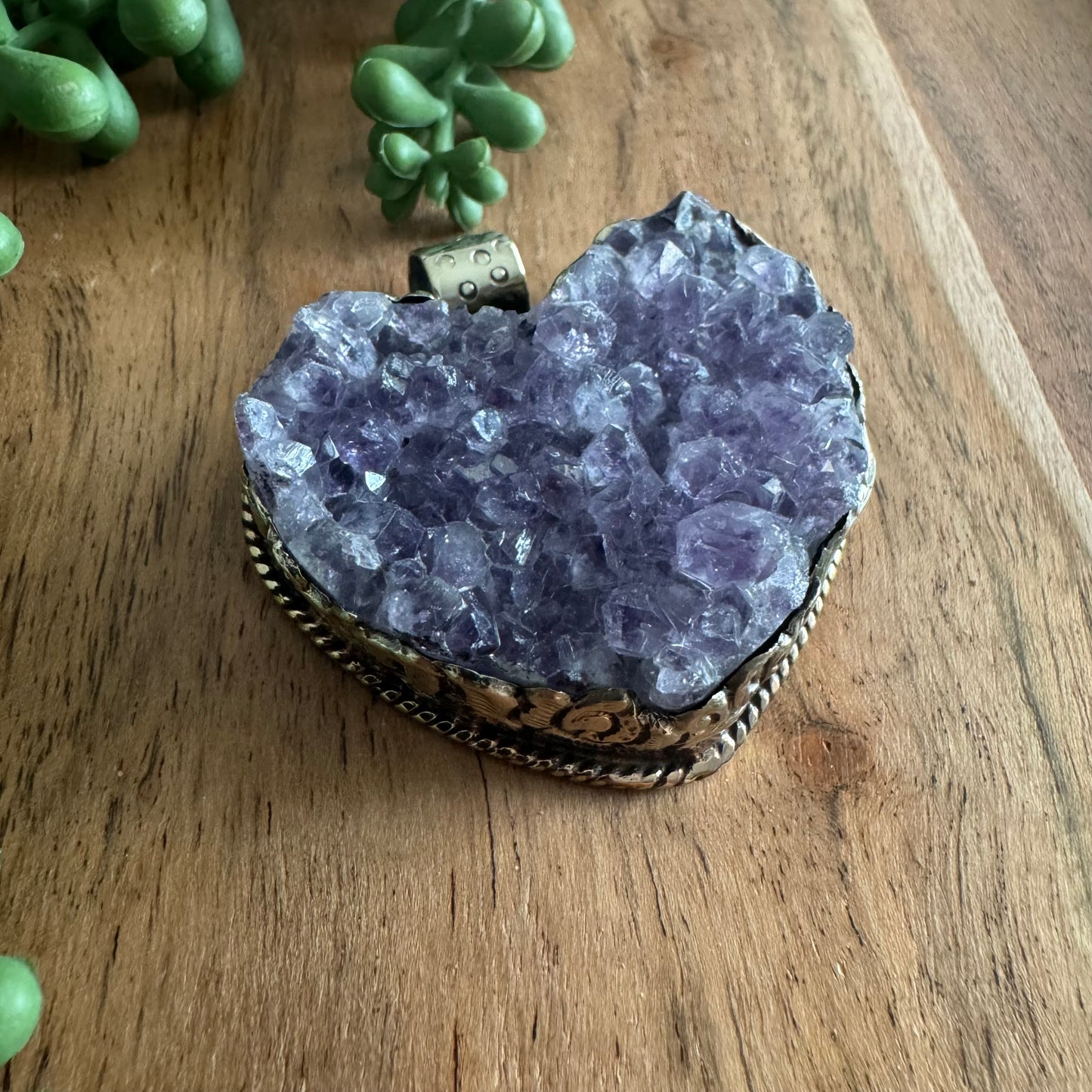 Amethyst Druzy Heart Pendant- Southwest Style