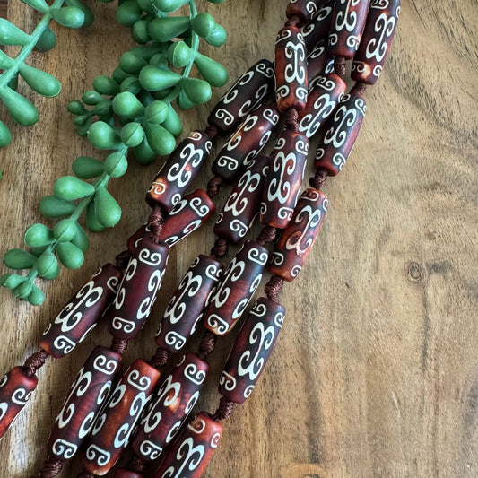 DZI Agate Tube Beads, 29x10 mm