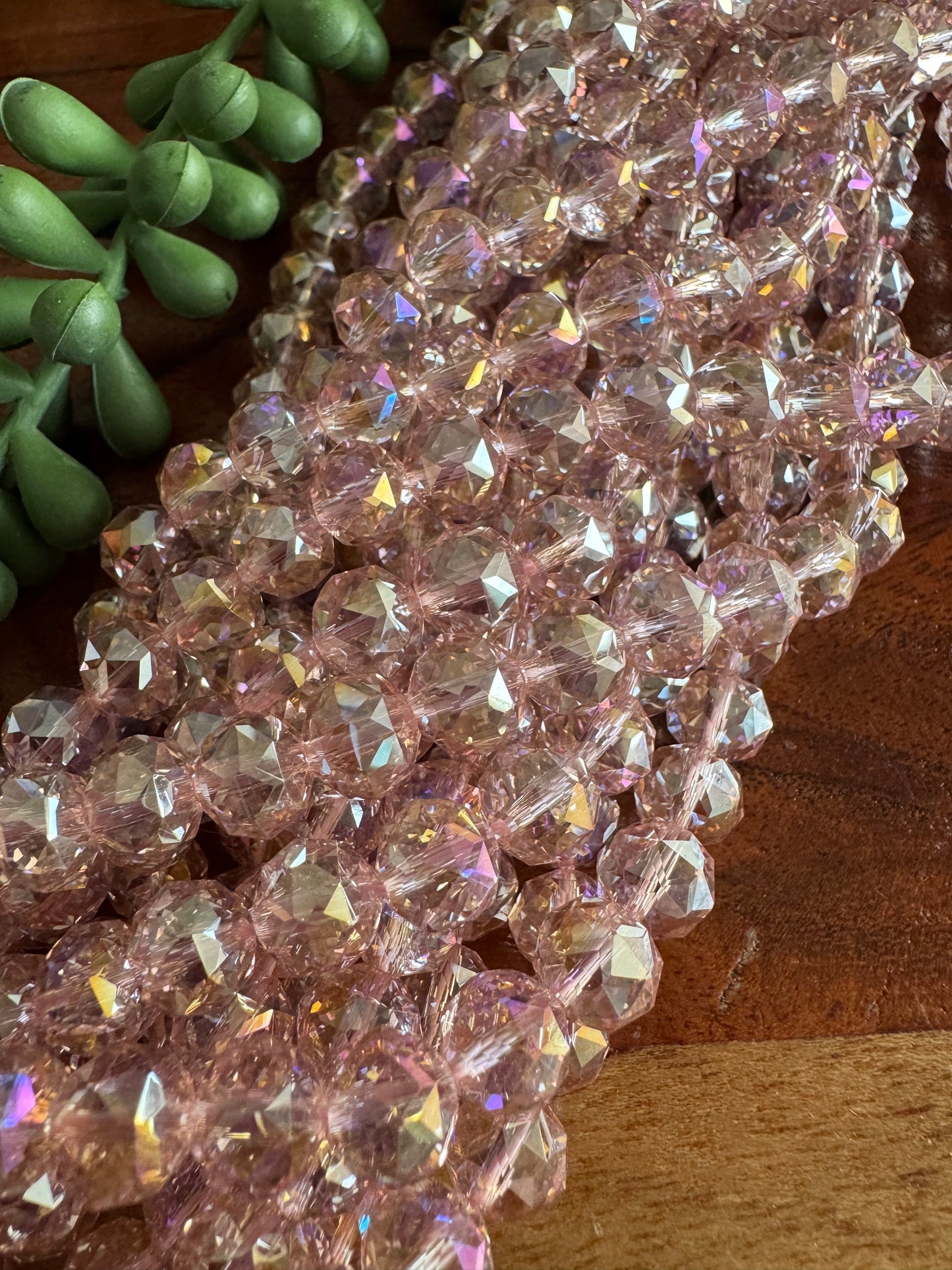 8mm Pink Chinese Crystal Glass – Faceted & Iridescent