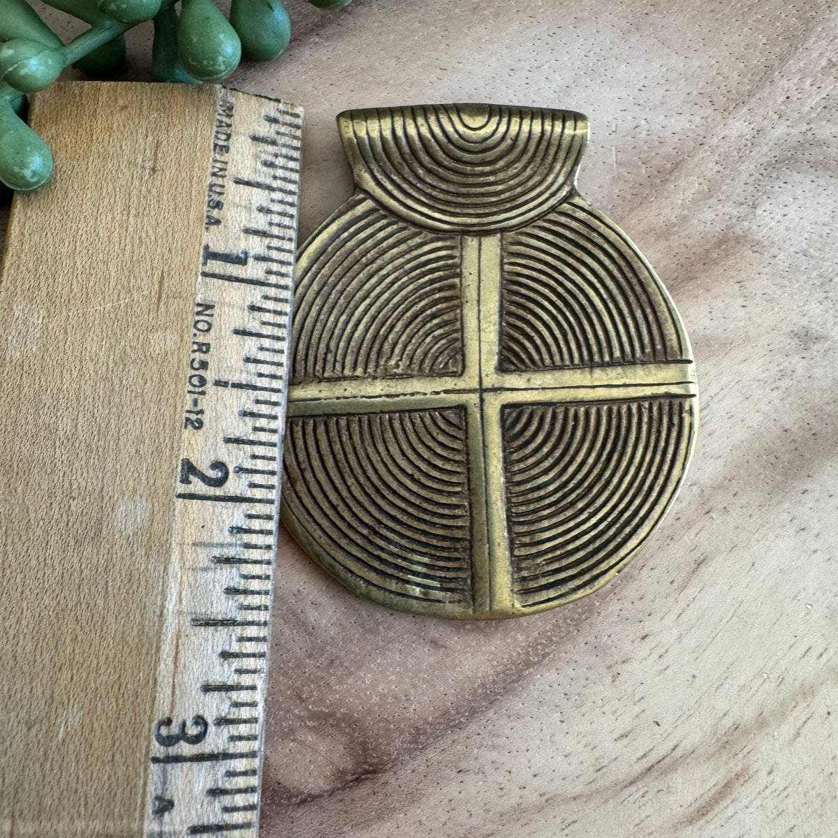 African Brass Medallion Pendant 56x65mm AFB10