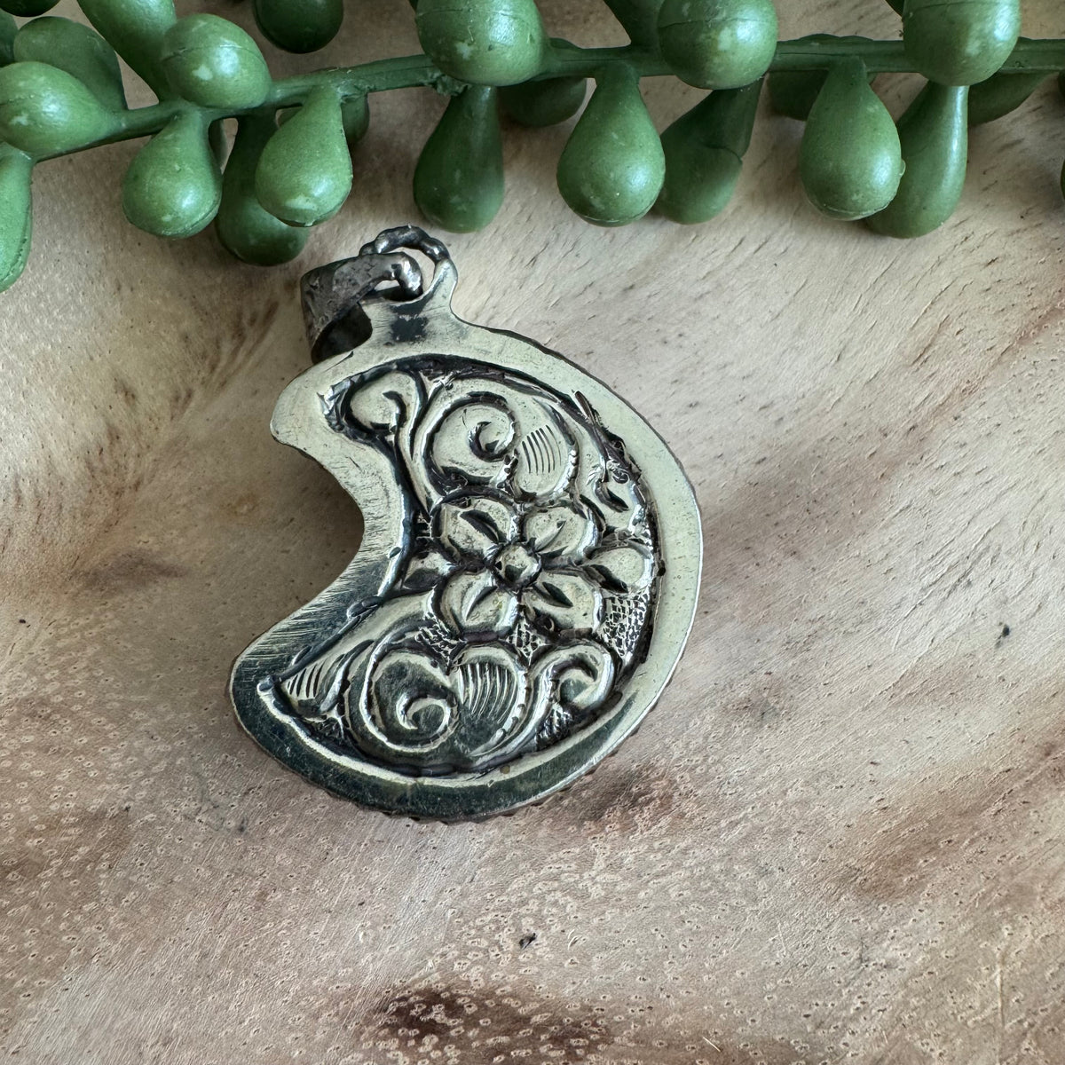 Amethyst Moon Pendant with Silver-Tone Detailing SWP41