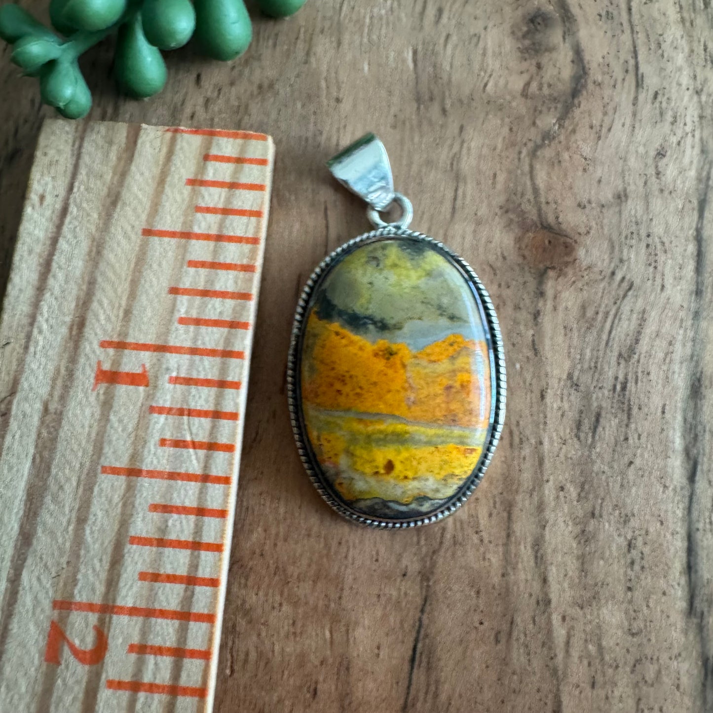 .925 Sterling Silver & Bumblebee Jasper Oval Pendan