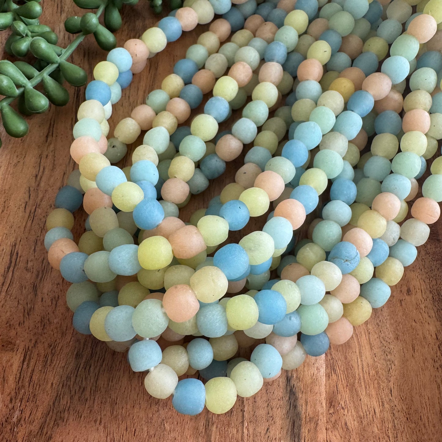 Pastel African Recycled Glass Bead Strand