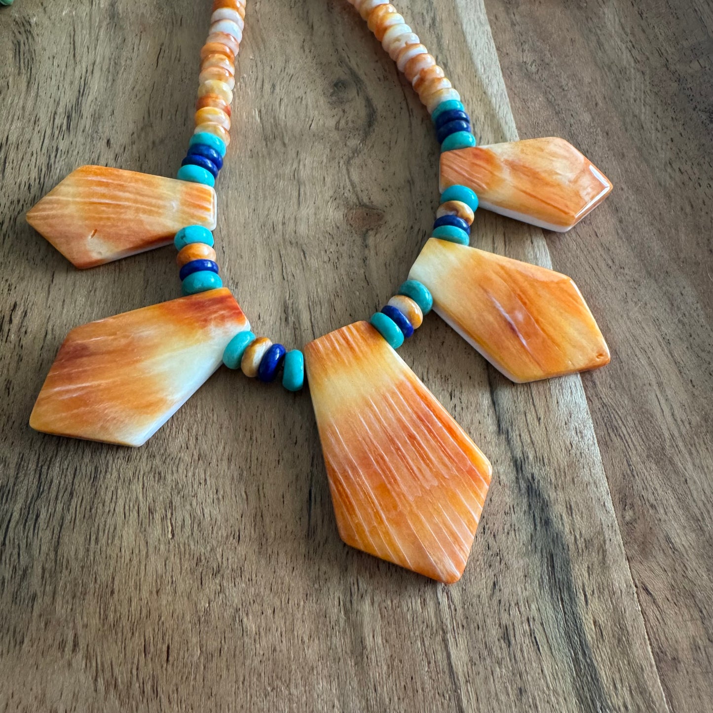 Spiny Oyster, Lapis, and Turquoise Necklace- Southwestern Style