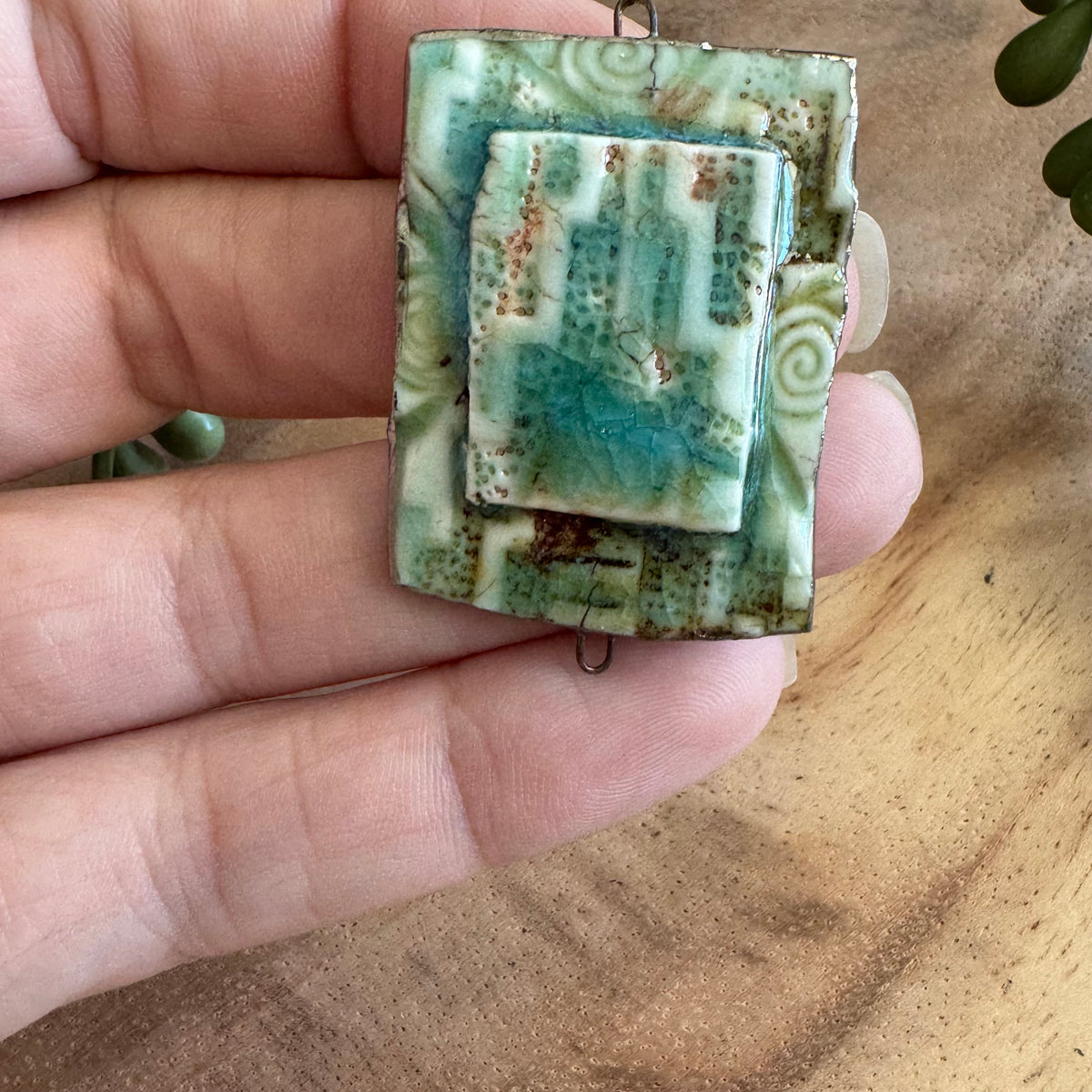 Artisan Ceramic Abstract Connector Pendant by Molly Perry MP12