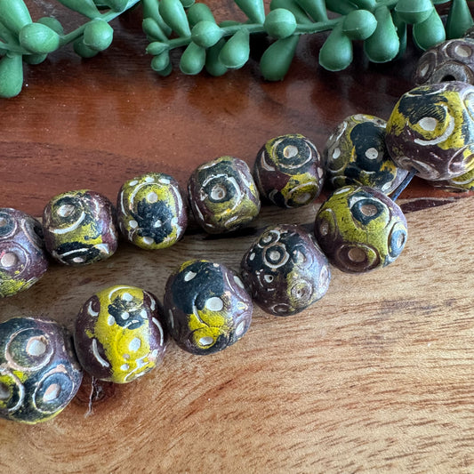 Carved Clay Beads | Colorful, Rustic, Tribal Style