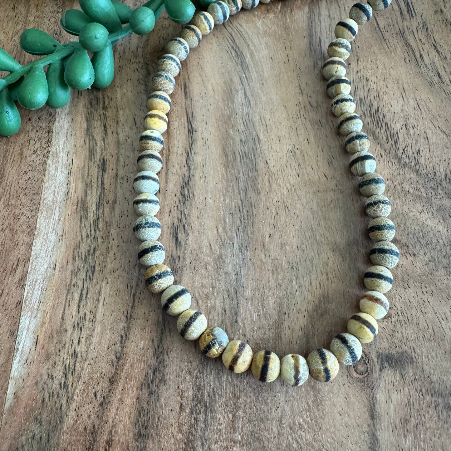 6mm Matte Dzi Agate Bead Strand