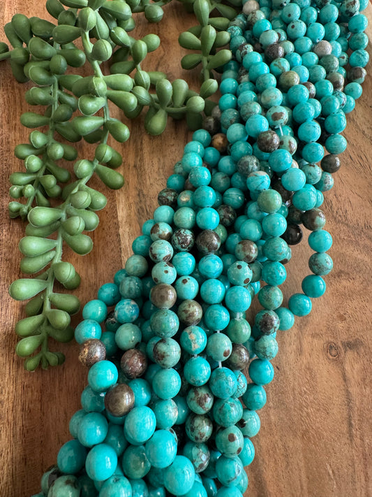 8 mm Dyed Magnesite Round Bead Strand – Turquoise