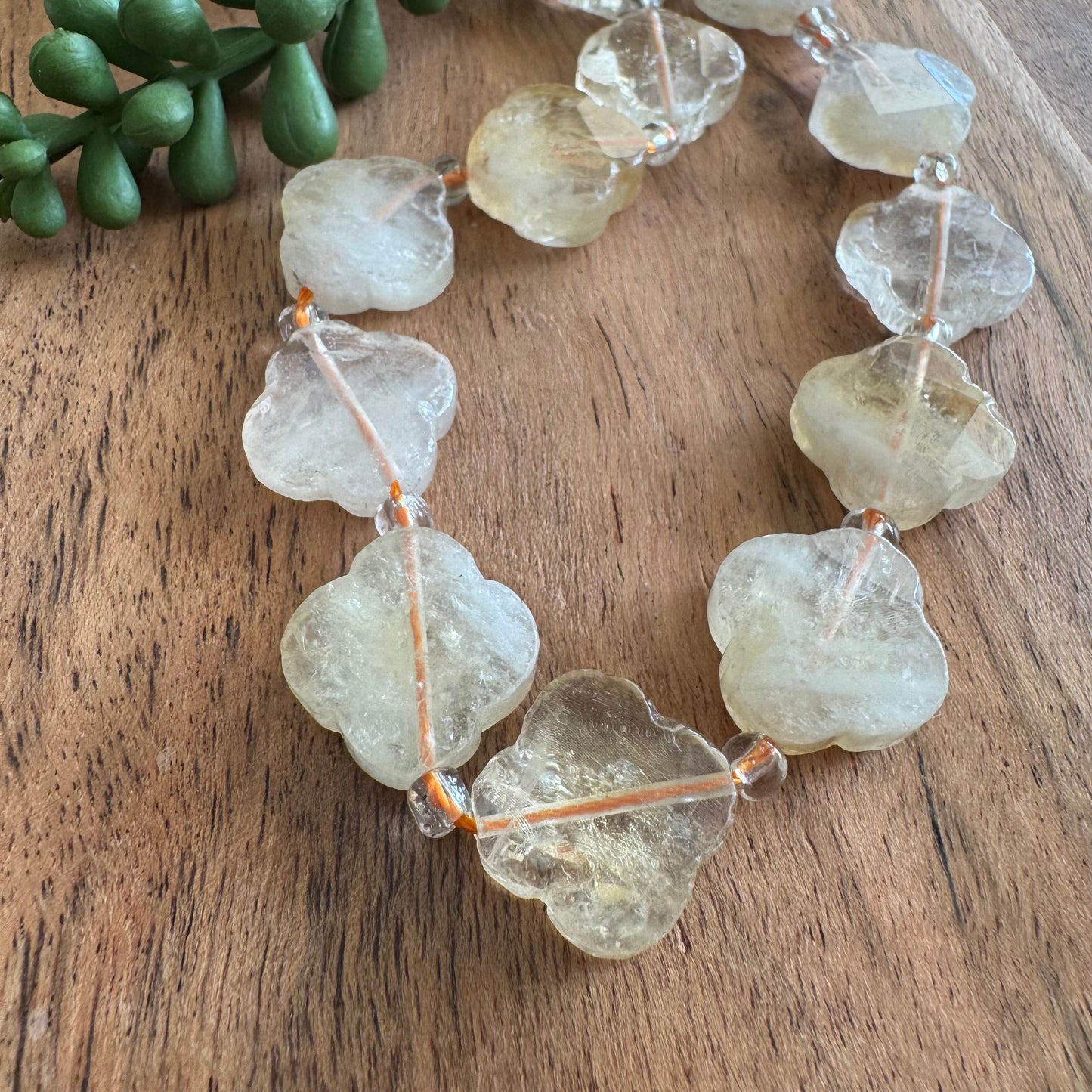 Citrine Quatrefoil Bead Strand 18mm