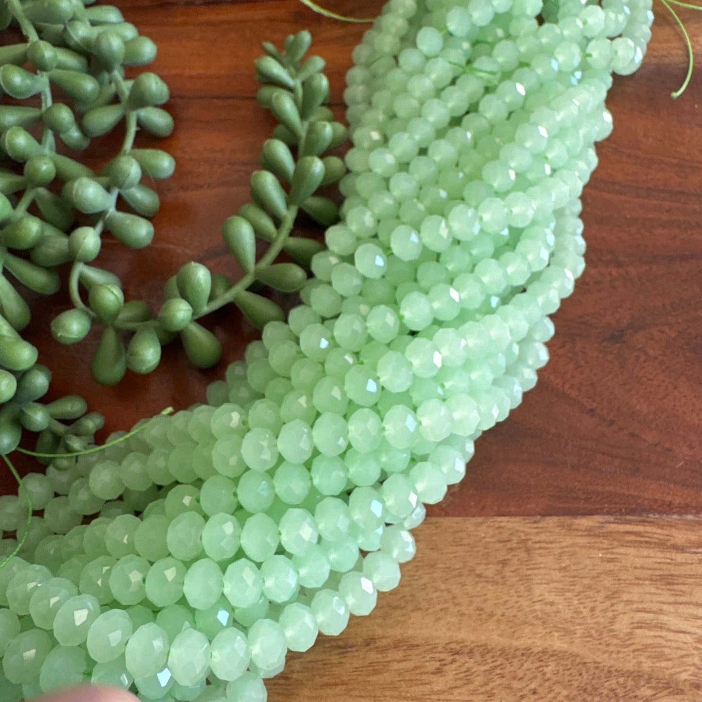 6x8mm Translucent Green Chinese Crystal Glass – Faceted Beads