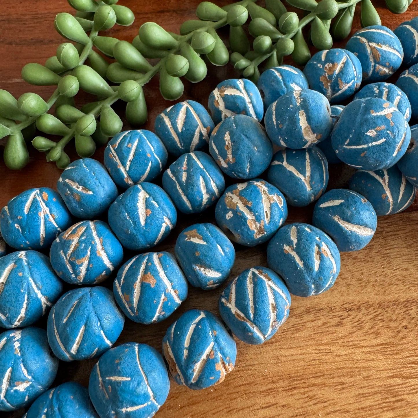Carved Clay Beads | Colorful, Rustic, Tribal Style