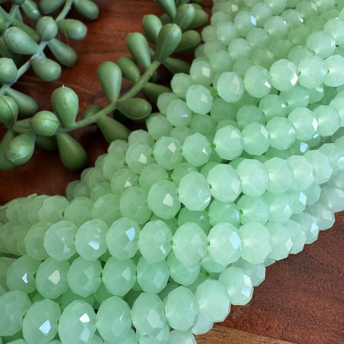 6x8mm Translucent Green Chinese Crystal Glass – Faceted Beads