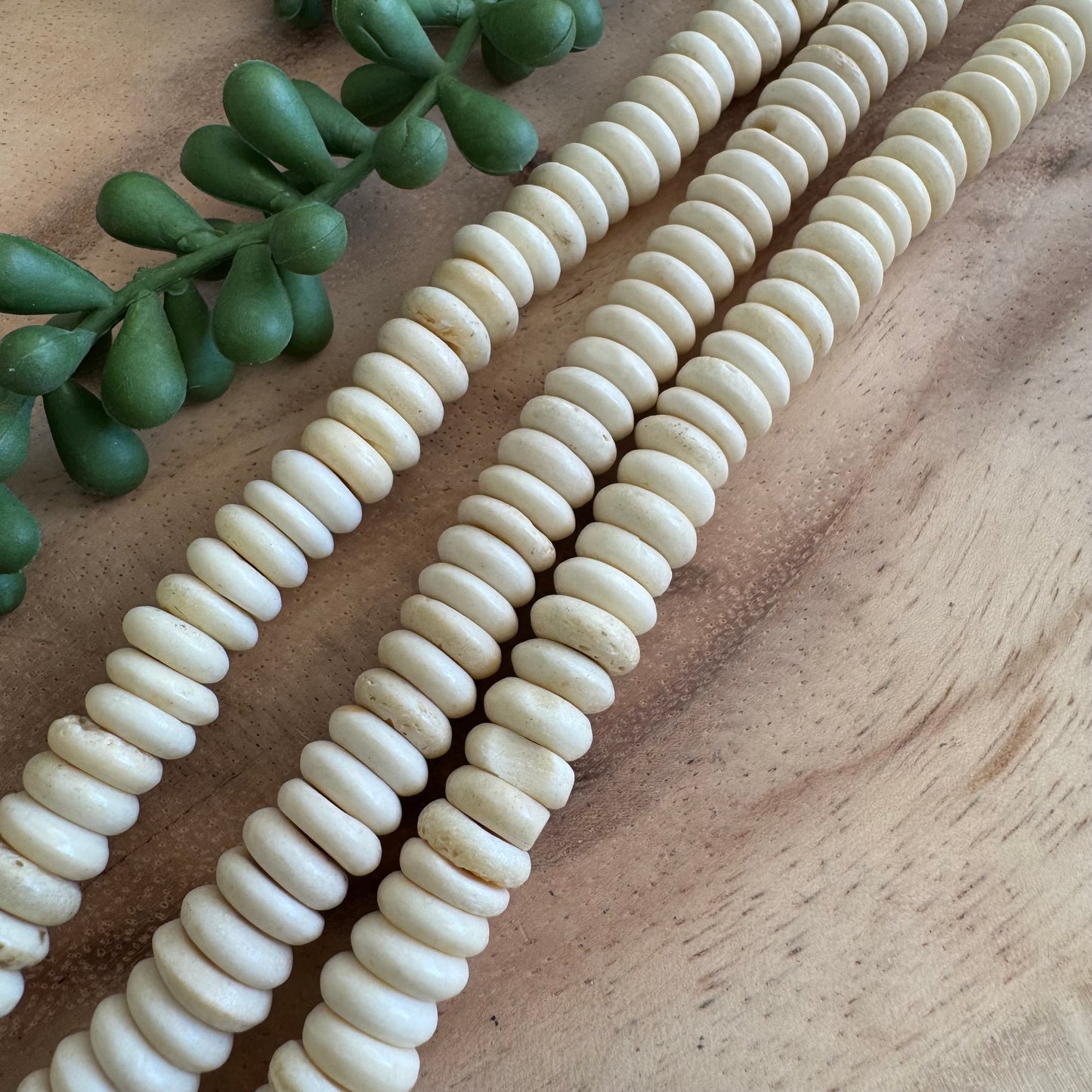 Bone Rondelle Beads – 4x10 – 15–16 Inch Strand BN14