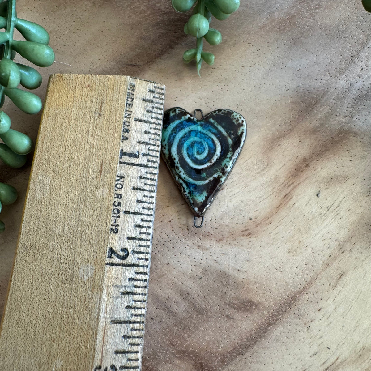 Artisan Ceramic Heart Connector Pendant by Molly Perry MP17
