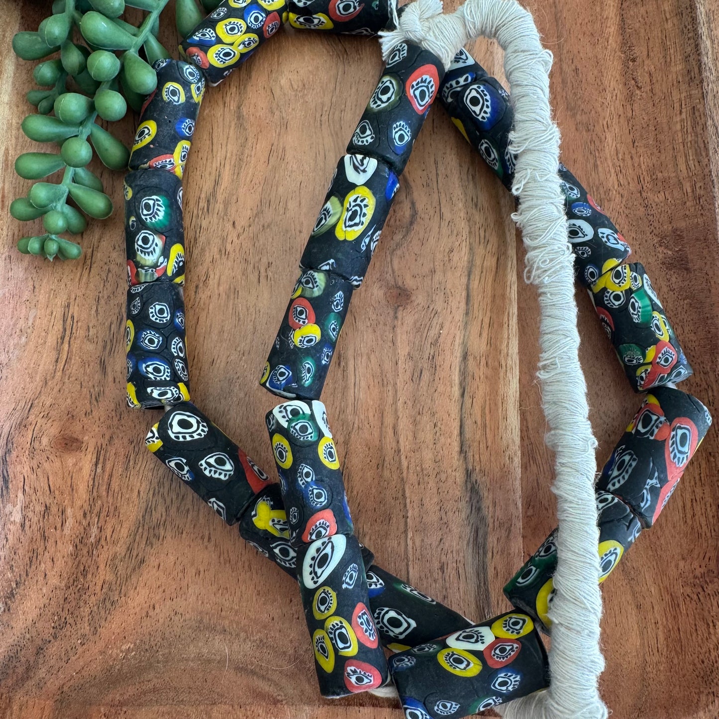 Multicolor Eye Millefiori Tribal Beads – 14x29 mm – 22–24 Inch Strand