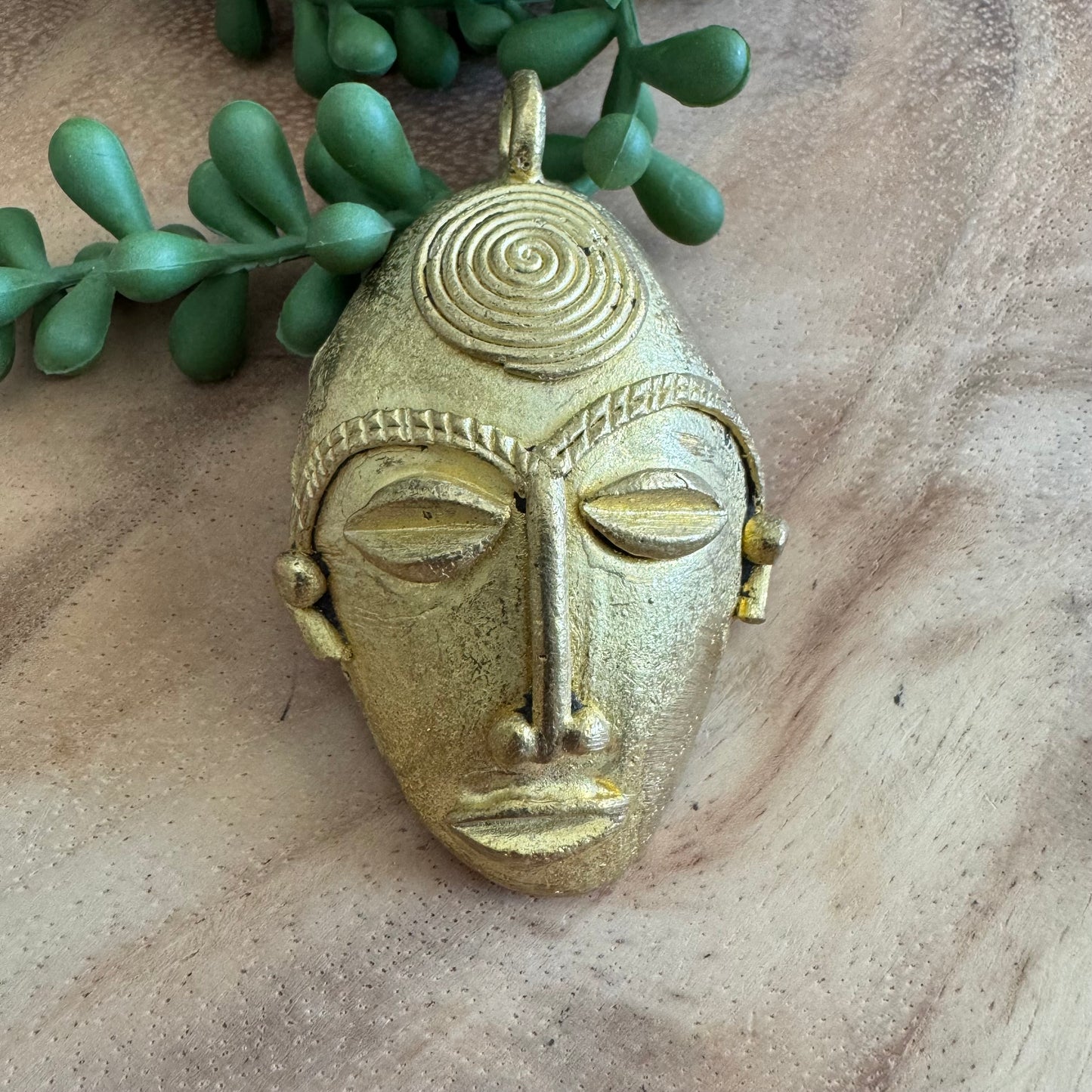 African Brass Mask Pendant 45x74mm AFB01