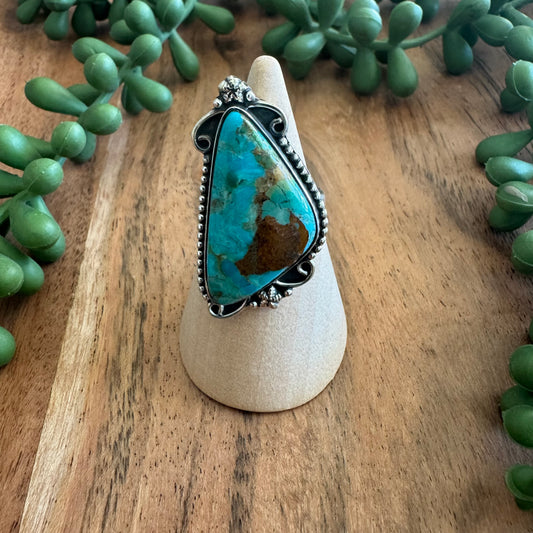 .925 Sterling Silver Arizona Turquoise Ring - Size 7