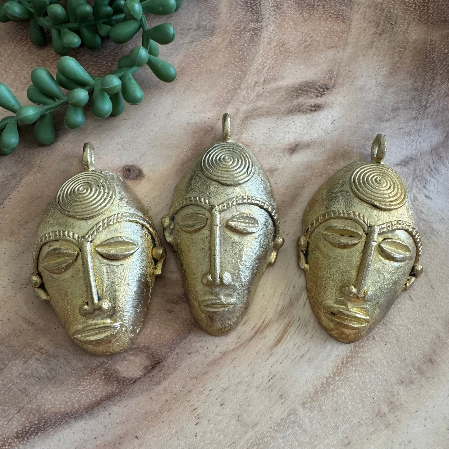 African Brass Mask Pendant 45x74mm AFB01