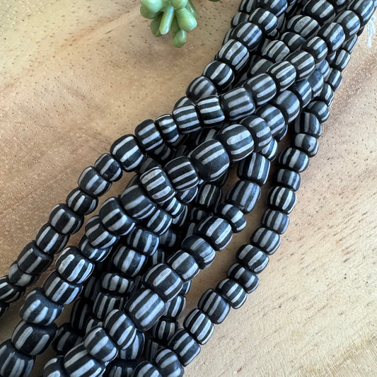 Black and White Striped Java Gooseberry Beads JS038