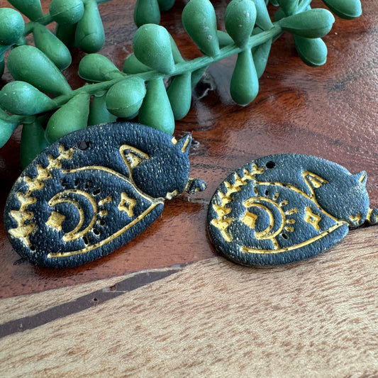 Celestial Black Cat Pendant Pair